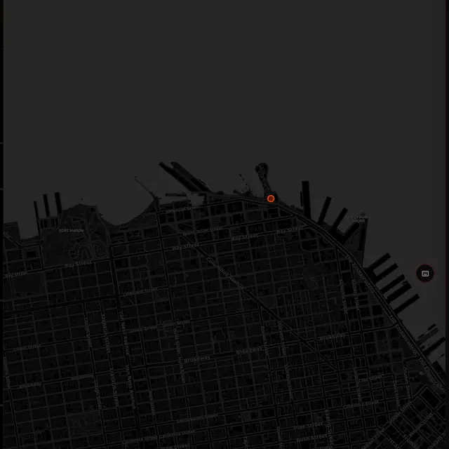 Map Maker preview of the San Francisco street grid on a dark background